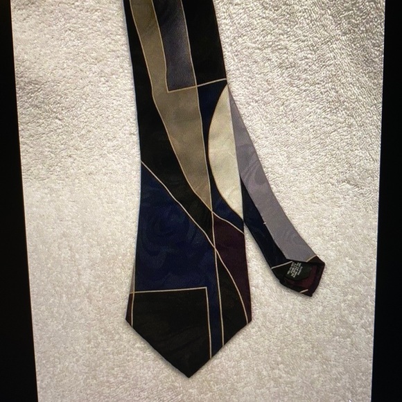 Oleg Cassini Men’s OS Geometric Tie - Picture 1 of 3